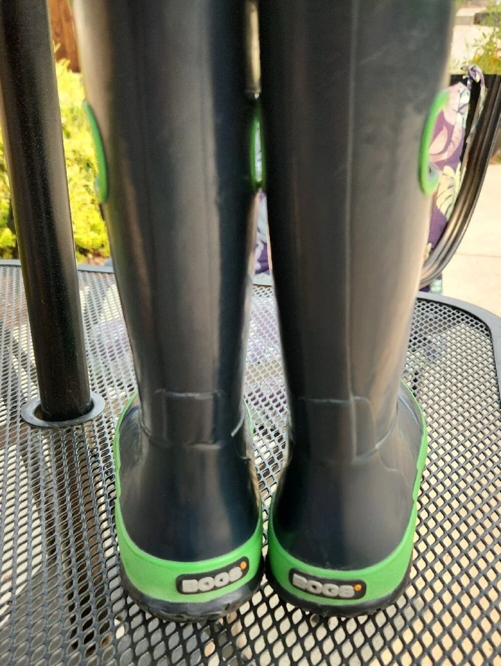 Bogs Navy Rain Boots with Lime Green Trim
